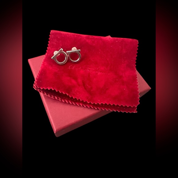 Salvatore Ferragamo Jewelry - SALVATORE FERRAGAMO Gancini Stud Earrings Silver